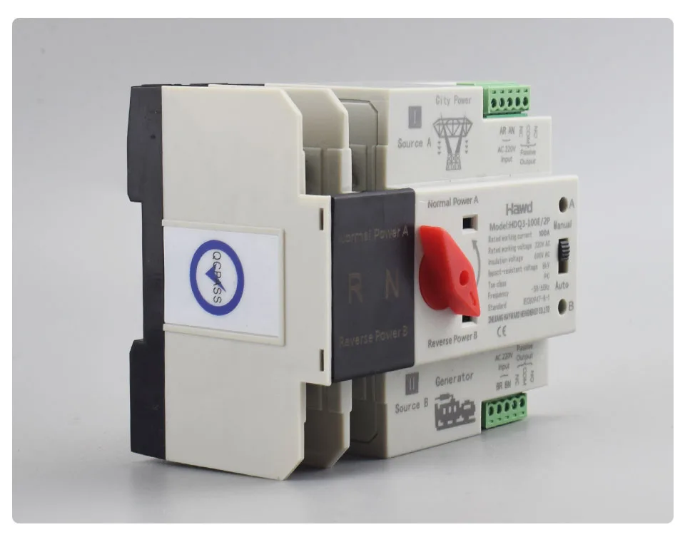 Einphasiger DIN-Schienen-Mini-ATS 2P 125A AC 220V, automatische Umschaltung für unterbrechungsfreie Stromversorgung – Detail 6