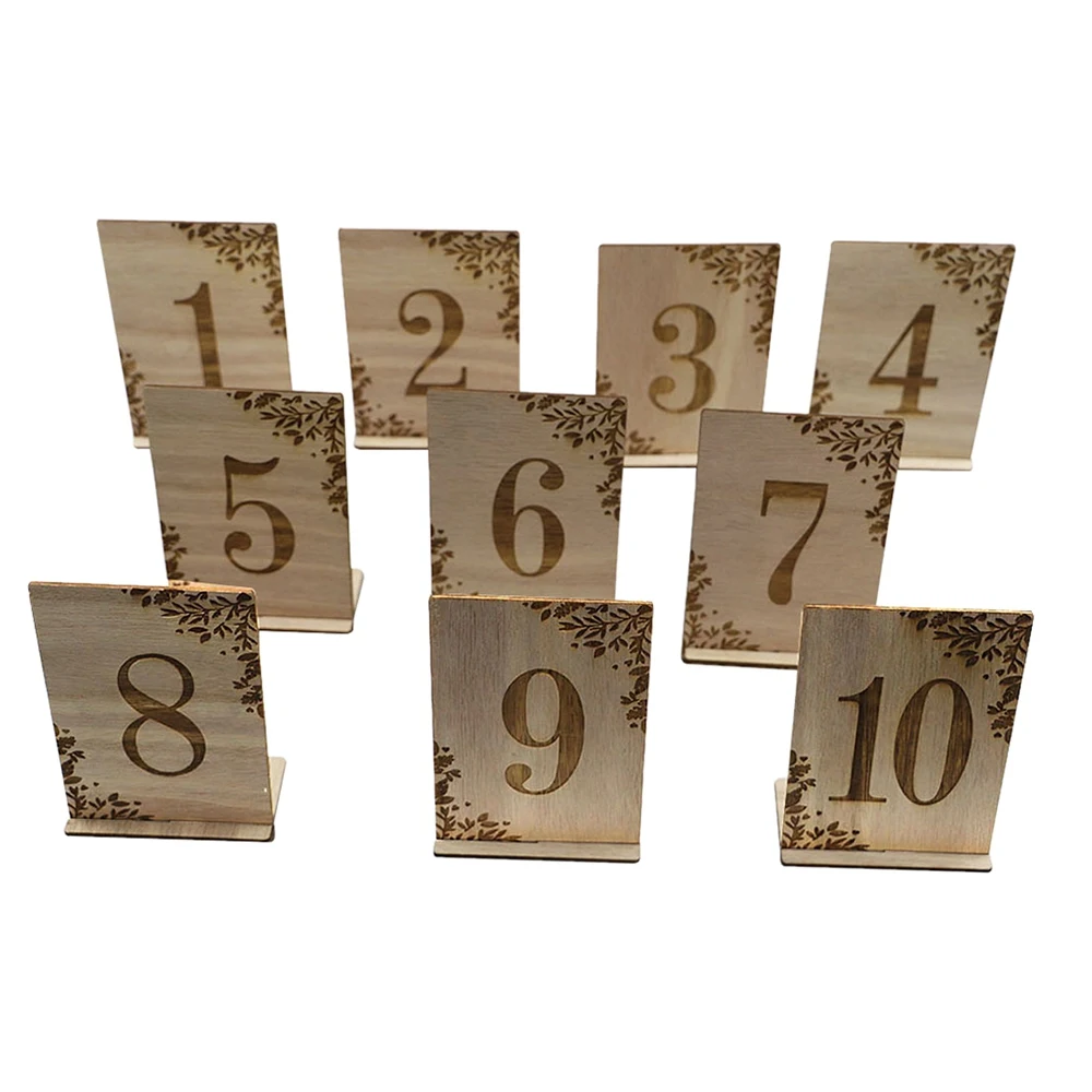 10Pcs 1-10 Numbers Wood Signs Wedding Table Number Wooden Table Numbers Birthday Party Engagement Seat Numbers Sign Gift