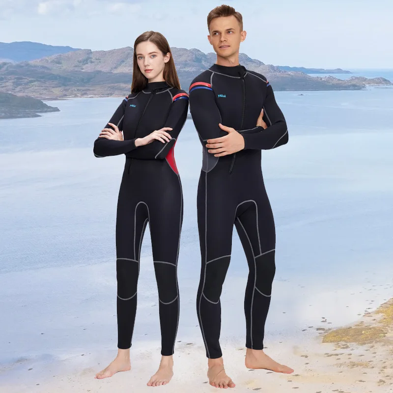 

3mm Diving Suit Men One-piece Warm Long Sleeve Cold-proof Surfing Snorkeling Winter Swimsuit Diving Suit Women