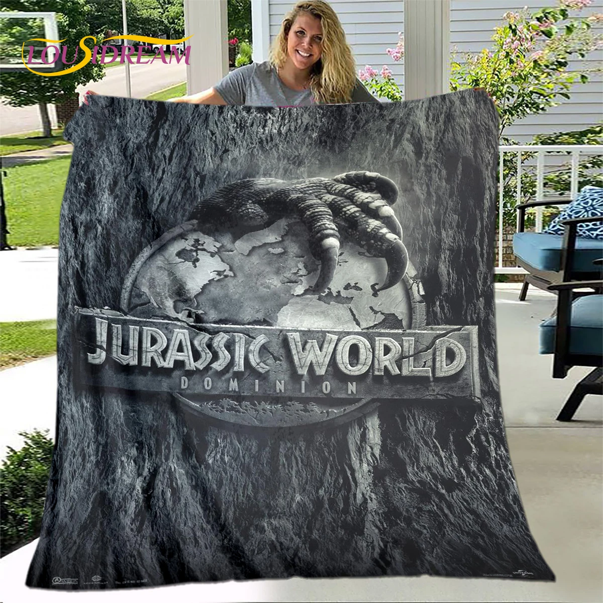 New Cartoon Jurassic Park Blanket,Flannel Blanket Throw Blanket,Soft Warm Blanket for Living Room Bedroom Beds Sofa Decor Gift