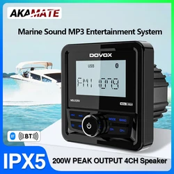 Marine Radio Boat Stereo FM AM MP3 Media Player Waterproof Bluetooth USB AUX Receiver for UTV ATV SPA RZR