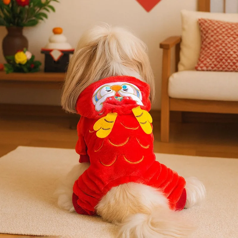

Pet Dog Cat Onesie Festive Holiday Autumn Winter Warm Outfit, Cute Small Puppy Cozy Full Body Pajamas Party Costume