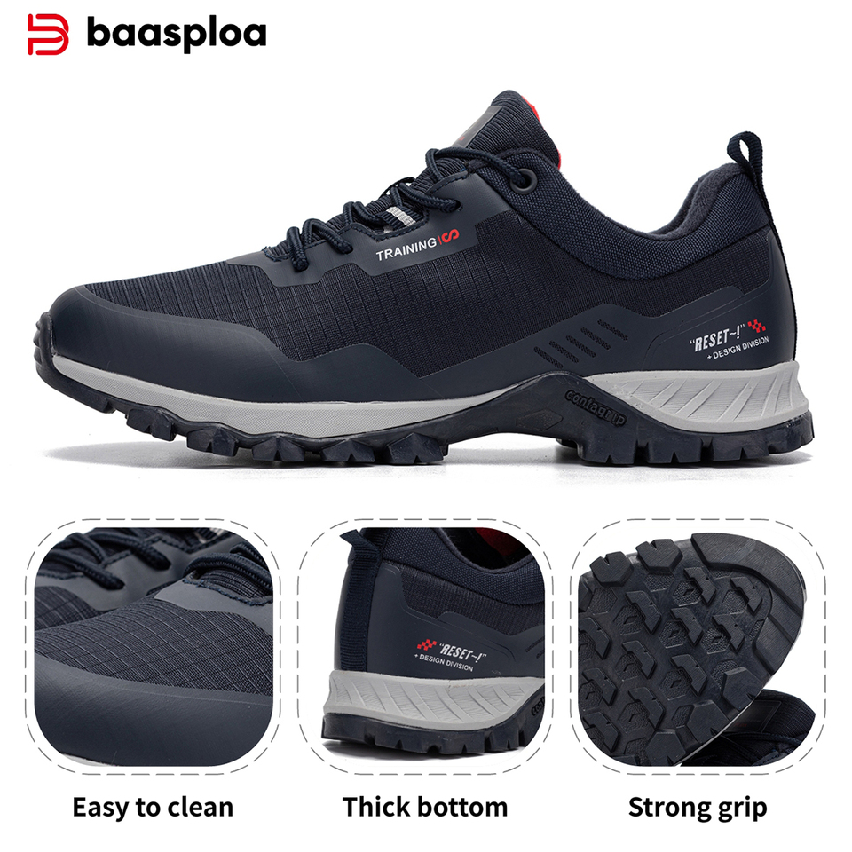  Baasploa Men Hiking Shoes New Outdoor Climbing Waterproof Non-slip Wear-resistant Sneakers Male Casual Lace-Up Walking Shoes ﻿ 