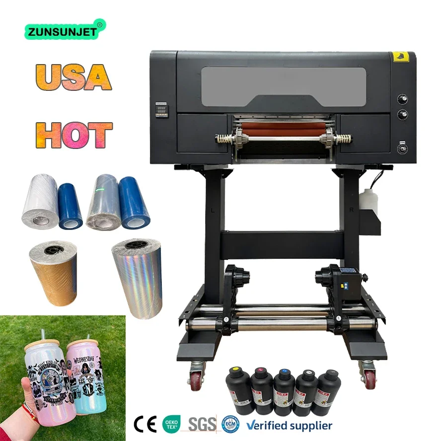 ZUNSUNJET Manufacturer Price Uv Dtf Printer With Laminator A3 Uv Dtf Flatbed Transfer Sticker Print Logo Label Printing Machine