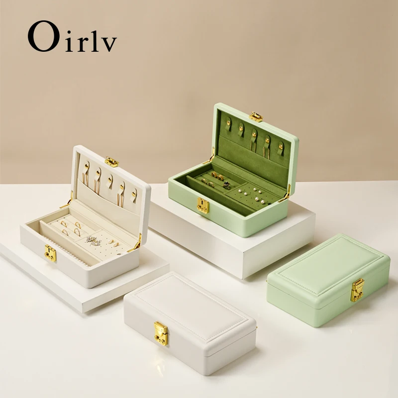 Oirlv 3 Sizes Multi-Function Jewelry Box Organizer Travel White Jewelry Organizer Storage Ring Earring Necklace Jewelry Gift Box