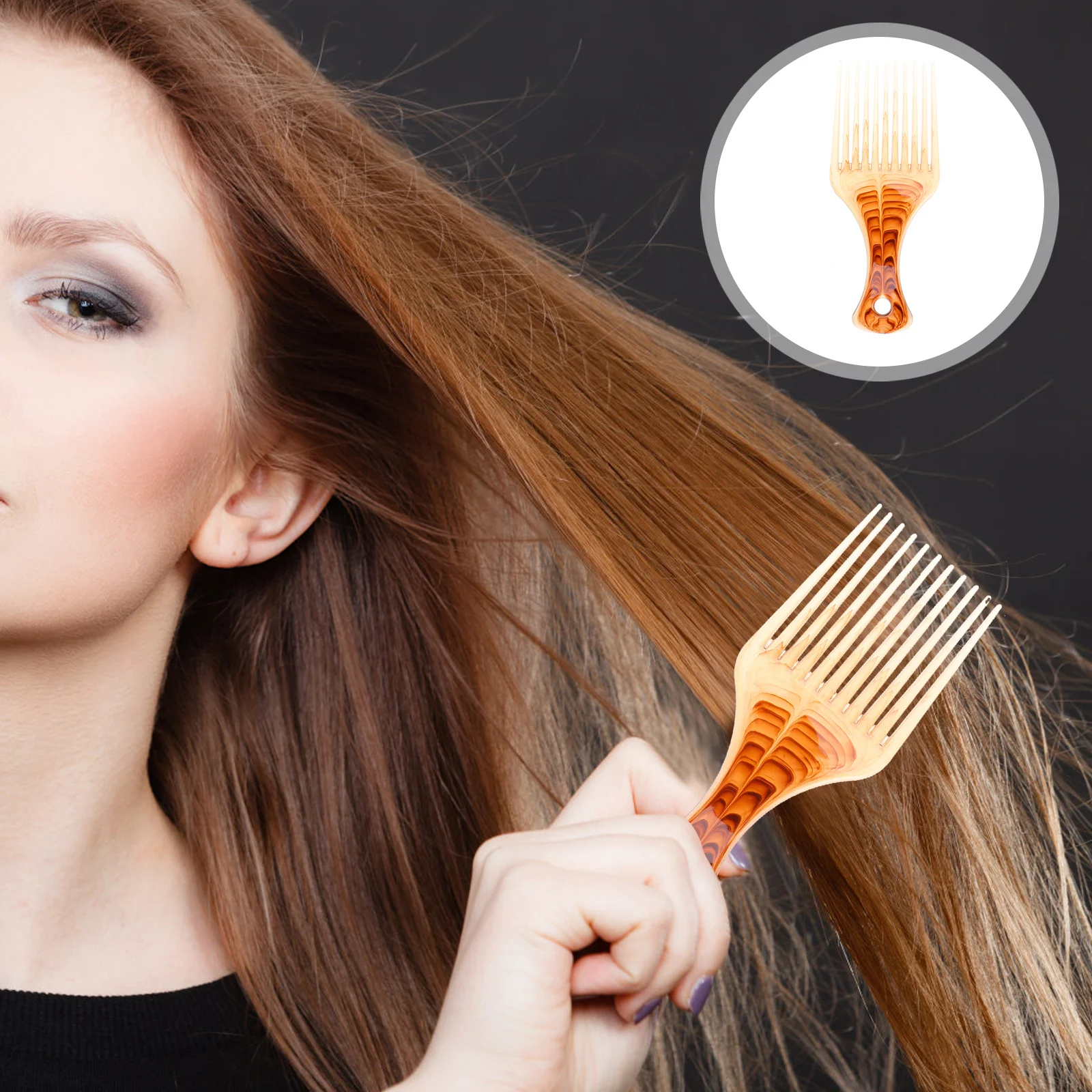 مشط اختيار الشعر على شكل قهوة ناعم بدون تجعد وفصل لفك تشابك الشعر، أداة تصفيف الشعر السميكة سهلة التنظيف #2