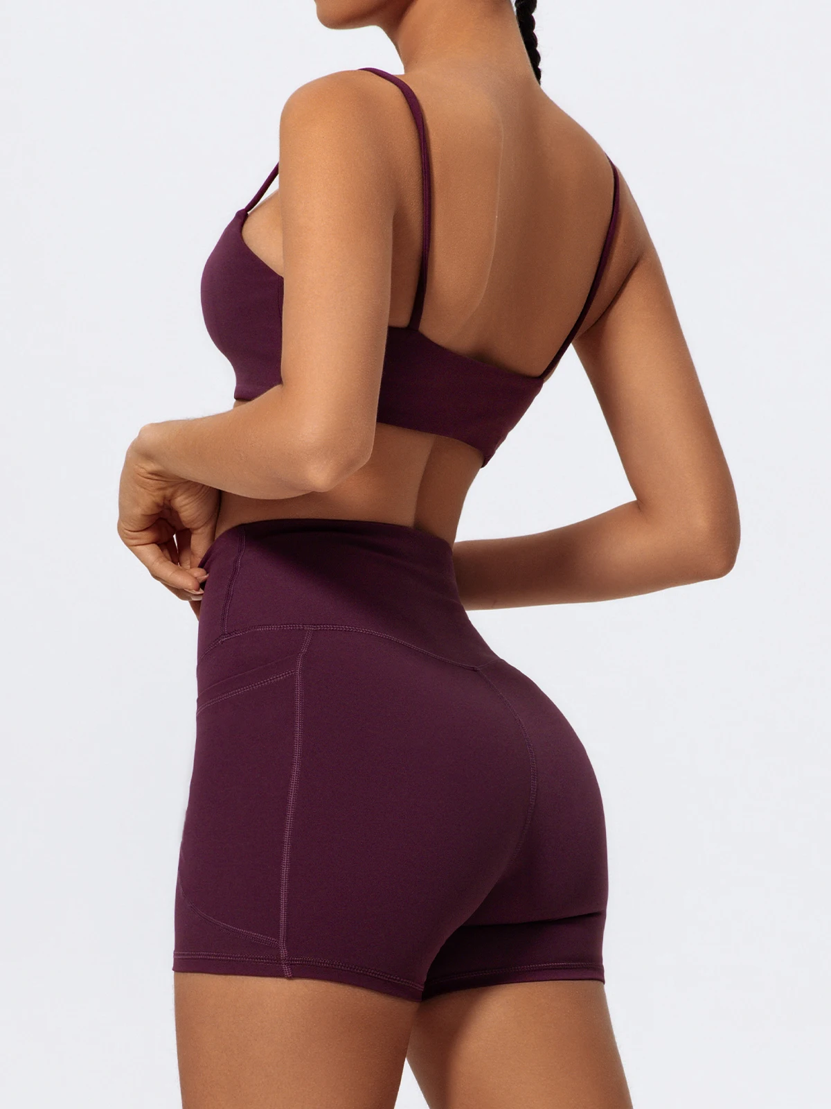 Sommer Damen Zweiteiliges Fitness-Set, Sport-BH und Shorts, Schnelltrocknende Yoga-Kleidung, Sport-BH-Anzüge – Detail 16
