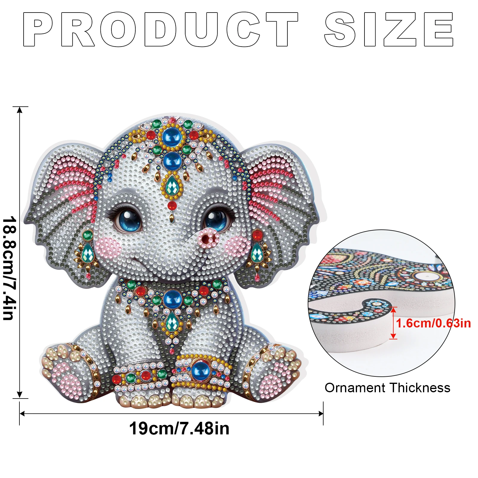 Tabletop Special Shape Diamond Art Painting Kits for Adults,Cute Elephant Thickening DIY Crafts Home Office Tabletop Decor Gift view 3