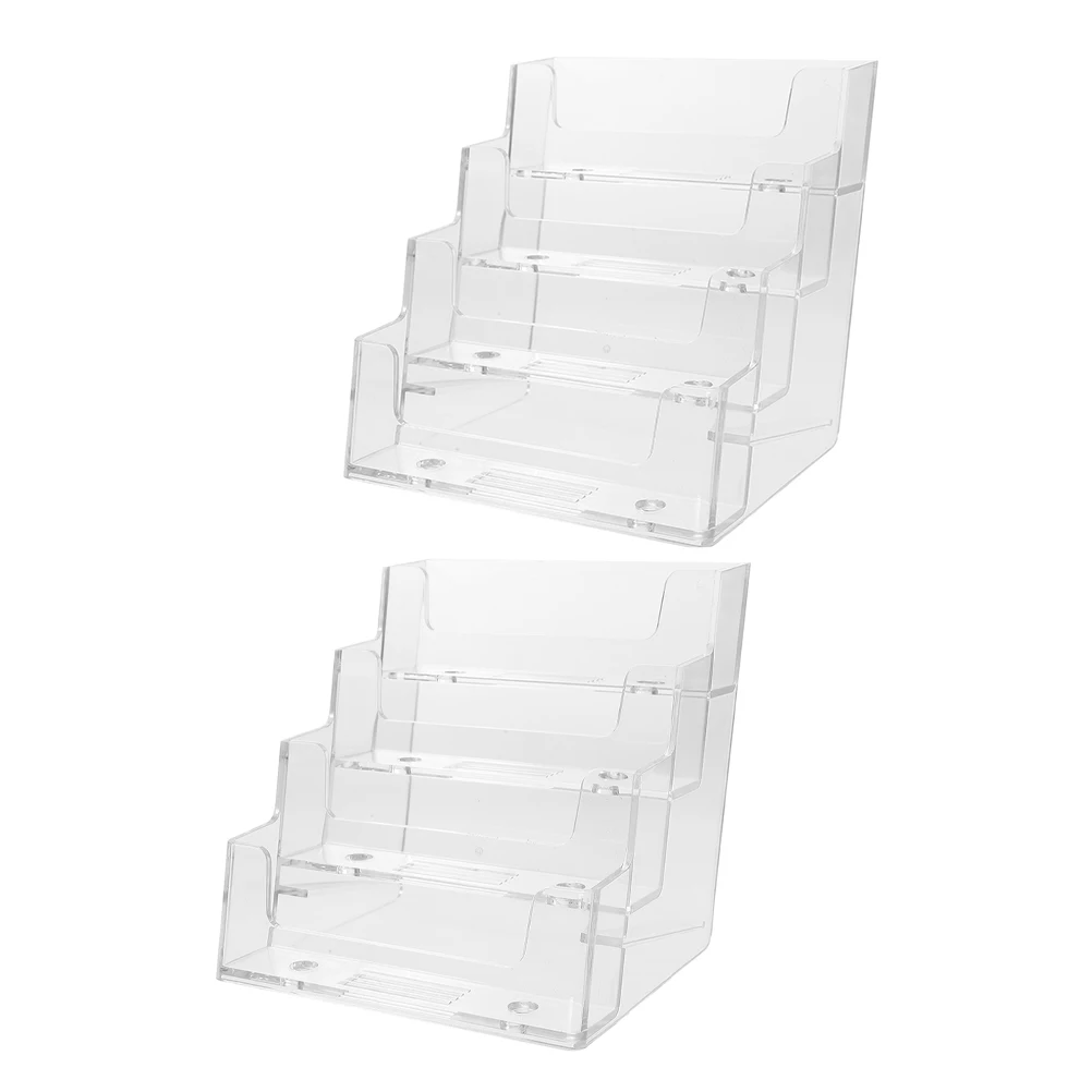 

2 Pcs Business Card Case Cards Display Holder Clear Desk Holders Organizer Rack Base