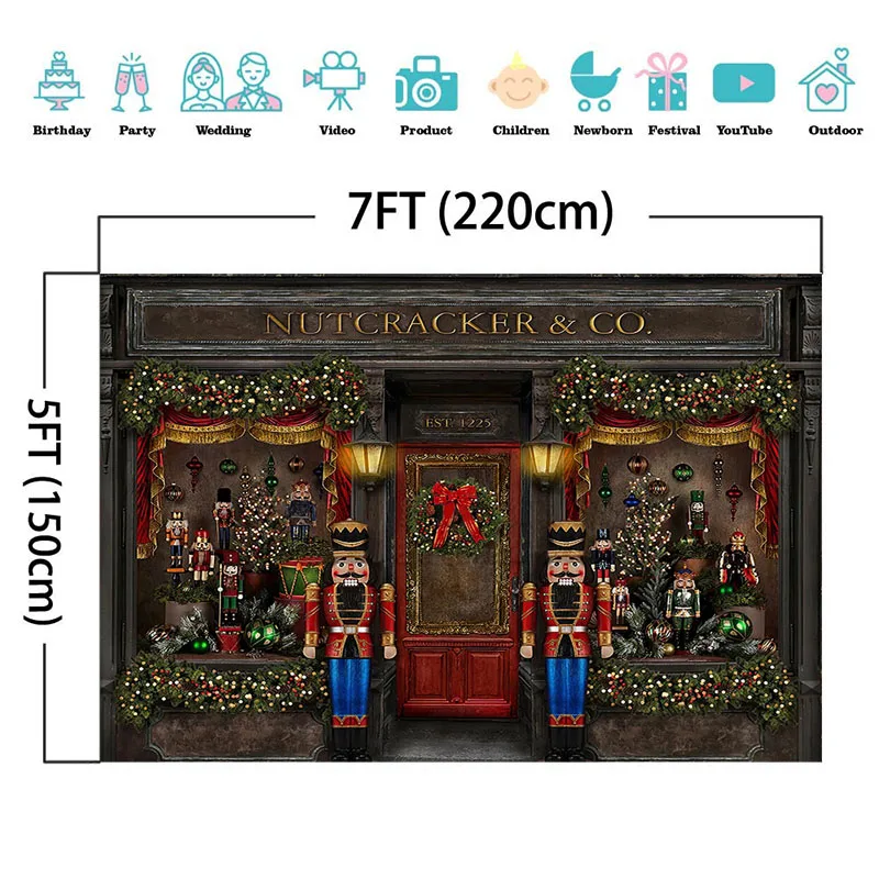 Christmas Nutcracker Backdrops for Photography Retro Birthday Photocall Background Children Kids Portrait  Photo Studio Props