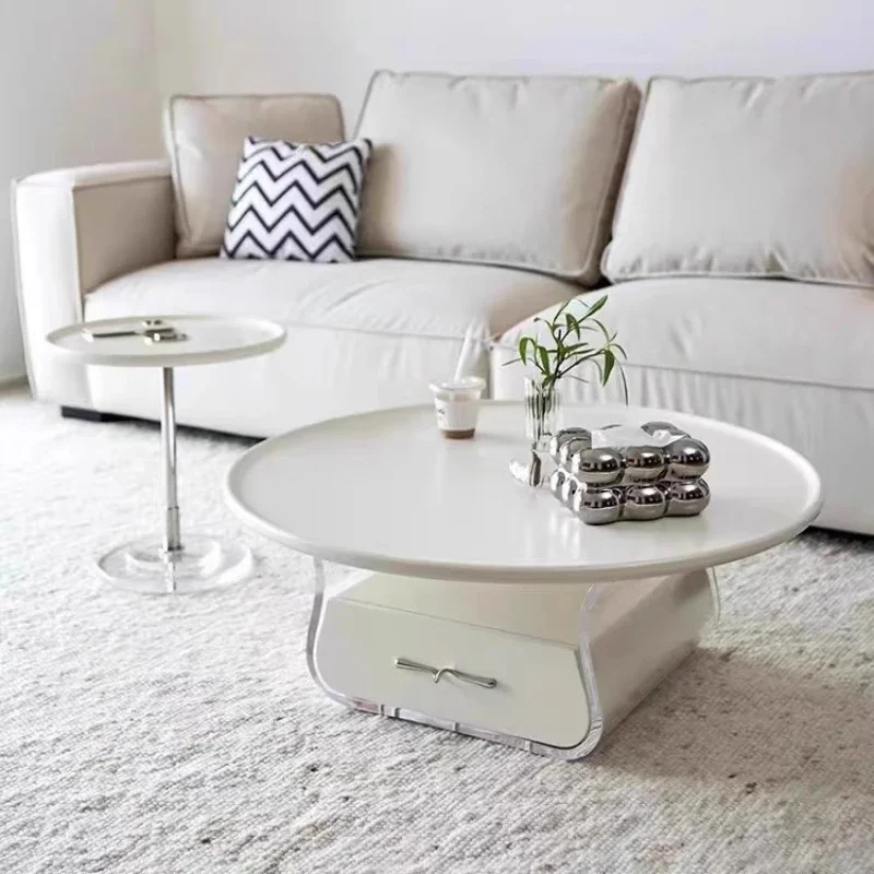 Tables basses modernes et simples pour salon, ensemble de Table ronde en acrylique avec Table d'appoint, Table centrale de luxe, meubles de salon