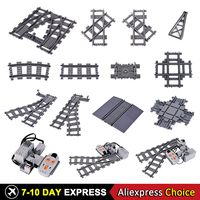 NEW City Trains Flexible Tracks Soft Straight Curved Rails Switch Building Block Creative Models Railways Toys For Kids Gifts