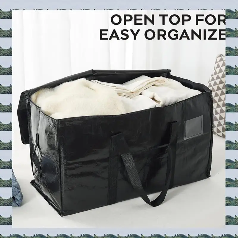

ABQR Heavy Duty For Storage Tote Extra Large Moving Bags,4 Pack With Wrap Around Handles For Space Saving