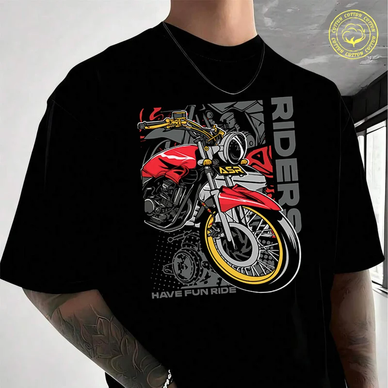 

Men's Moto T-Shirt HAVE FUN RIDE Motorcycle Fashion Casual Street Style Suitable For Travel And Sports Tee
