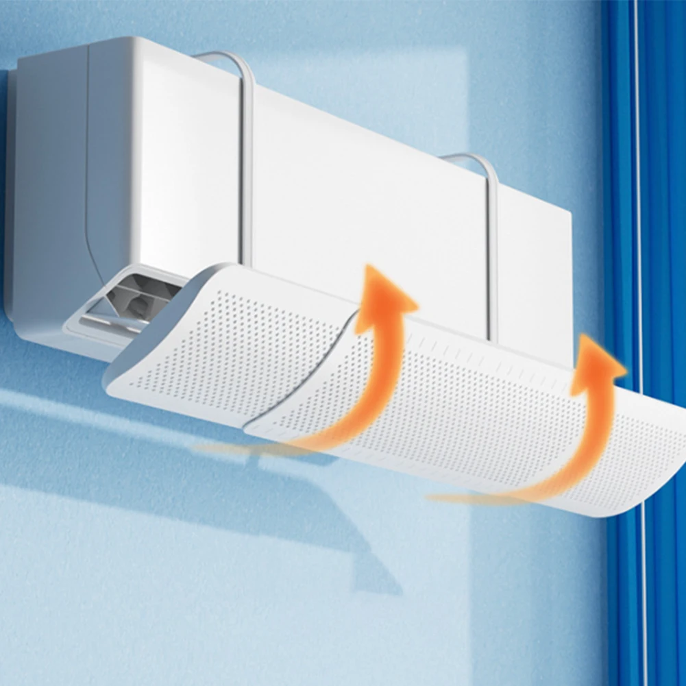 Wall Mounted Air Deflector For Air Conditioning With Adjustable Retractable Baffle To Reduce Direct Cold Air Exposure