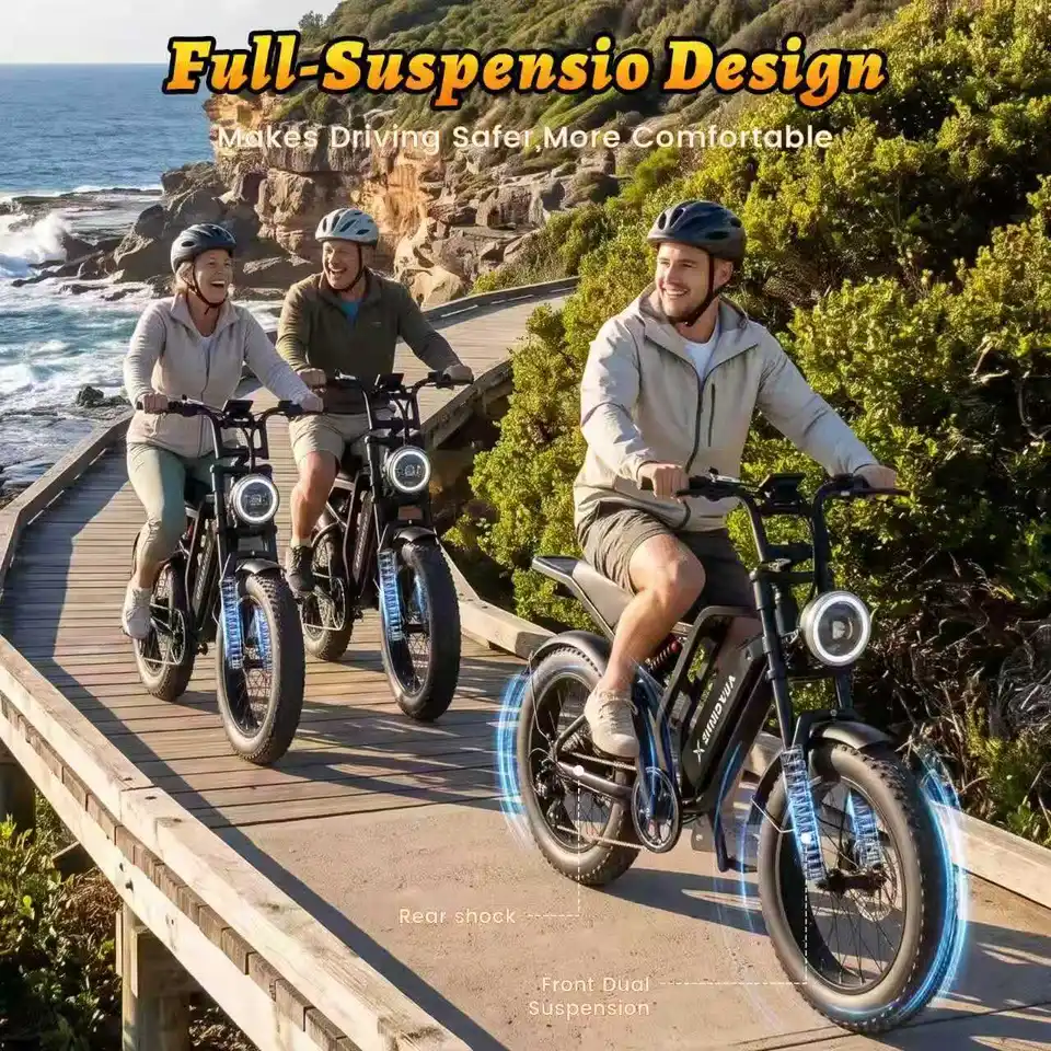 XHURDYUA Electric Bike for Adults 1500W Peak 20"x4" All-Terrain Fat Tire Dirt E-Bike | 48V 15Ah Removable Battery, Dual Suspension, 7-Speed Commuter Bicycle with LED Display, UL 2849 Certified image 6
