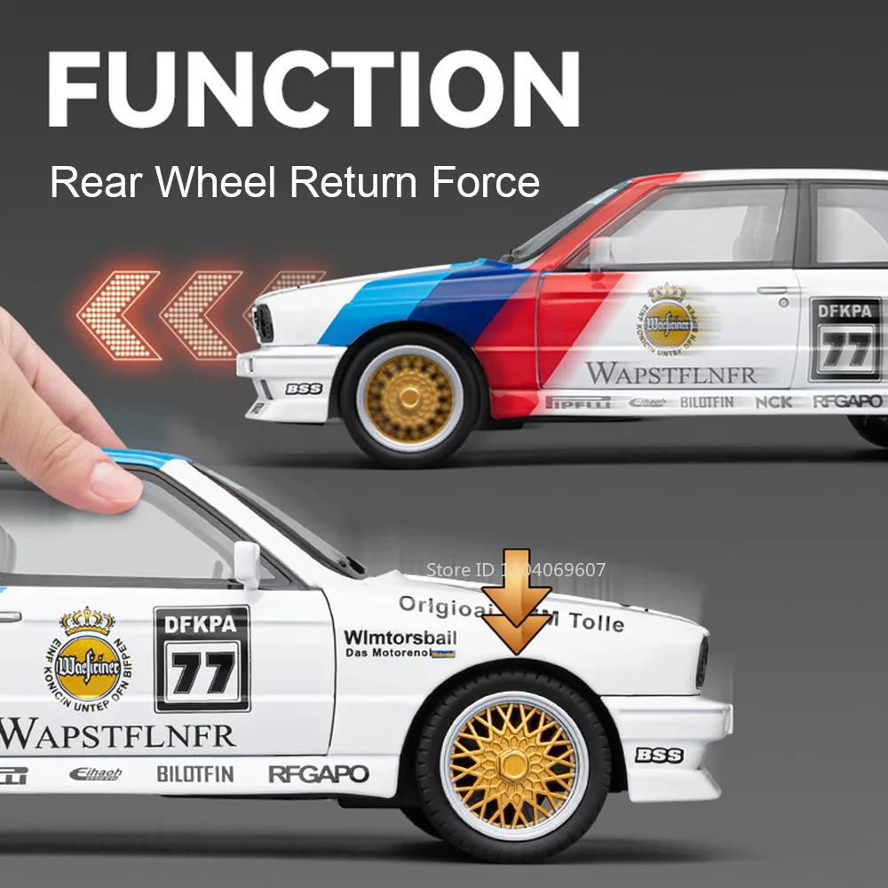 1:24 M3 ミニチュアモデルおもちゃの車合金ダイキャストサウンドライトドアオープンプルバック衝撃吸収装飾モデル子供のためのギフト