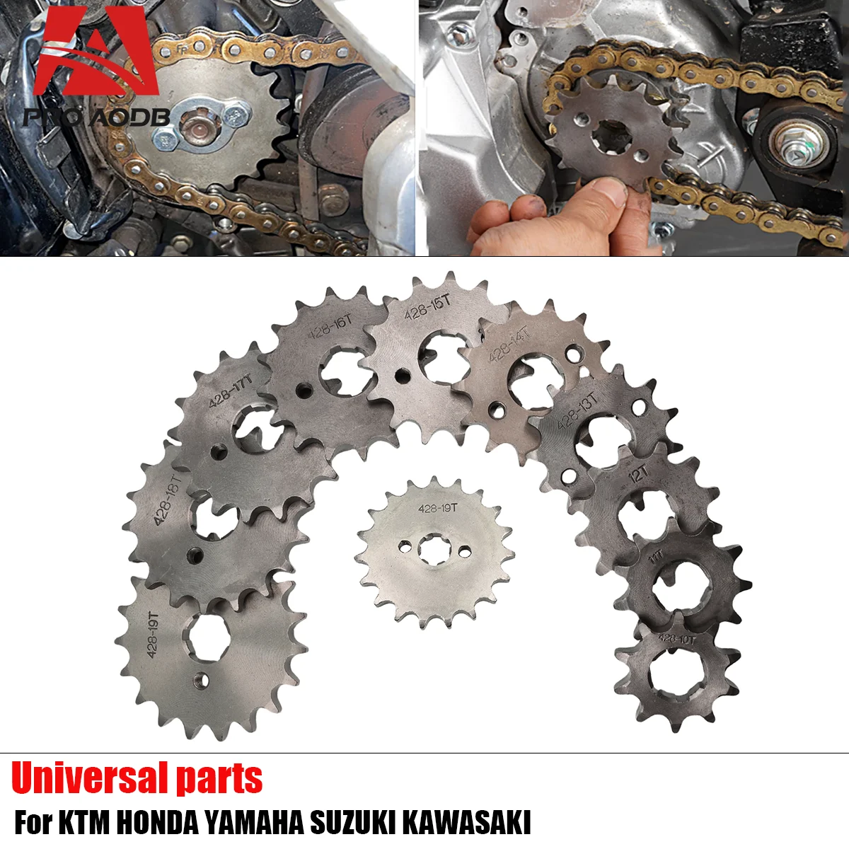 

428# 10t 11T 12T 13T 14T 15T 16T 17T 18T 19T Tooth 17MM 20MM Teeth Front Engine Sprocket For 50cc to 125cc Motocross ATV