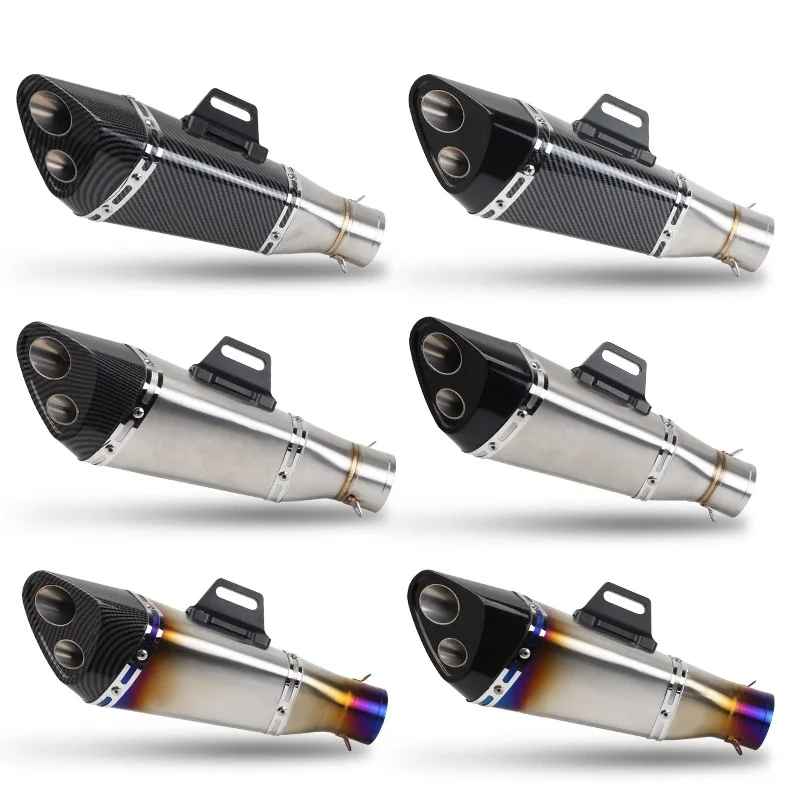 

38-51mm Universal Motorcycle Exhaust Pipe Motocross Muffler For S1000rr Cbr650r Fz6 Xre 300 Tmax Sv650 Forza 350 Double Hole N