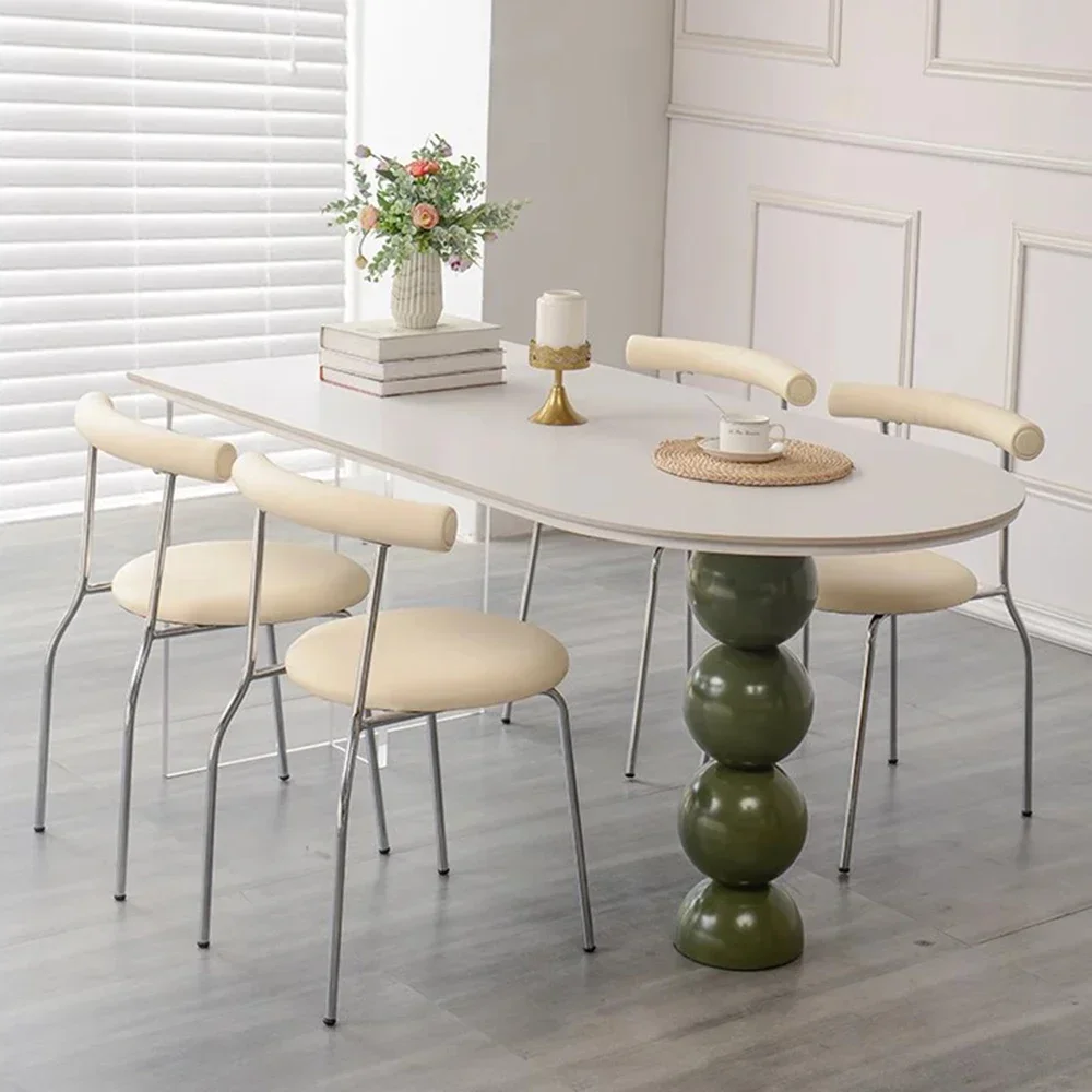 Nordic White Dining Tables And Chairs Transparent Legs Aesthetics Kitchen Green Dining Tables Unique Cheap Bureau Home Furniture