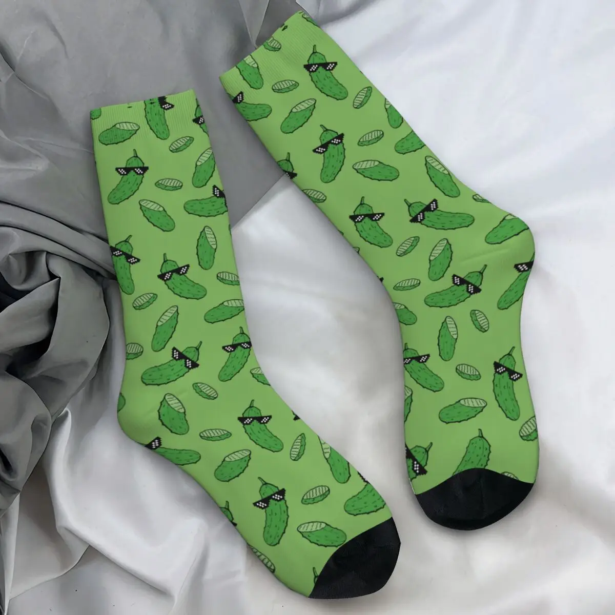 Unisex Men Socks Cucumber Print Stockings Winter Leisure Warm Soft Socks Printed Outdoor Non Slip Socks