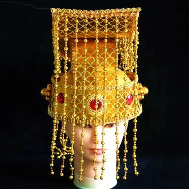 

Golden Chinese Emperor Hat For Adults Tang Han Dynasty Vintage the Jade Emperor Of China Hats King Cosplay