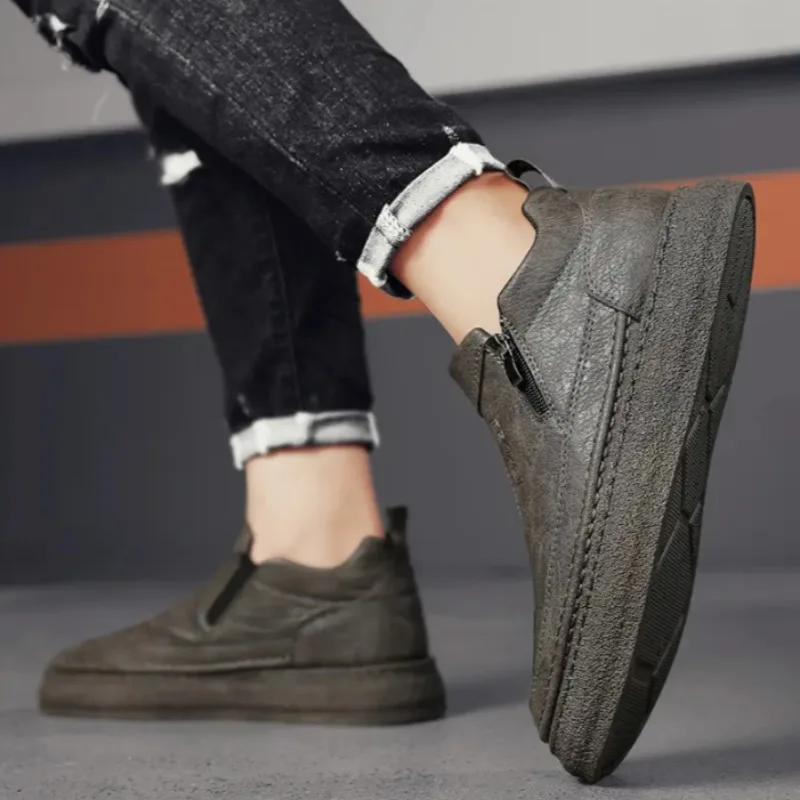 Brown Men\'s Leather Shoes Platform Male Casual Shoe Thick Sole Classic Original on Sale Free Delivery Shipping Fashion 2025 Pu