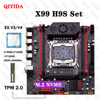 QIYIDA X99 H9S Motherboard Set LGA2011-3 E5 V3/ V4 CPU 16/32/64GB DDR4 2400Mhz M.2 NVME USB3.0 SATA3.0 TPM 2.0 Interface