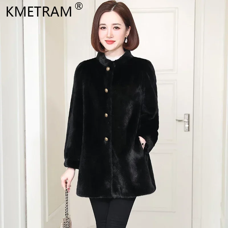 Natural inteiro jaquetas de pele de vison para as mulheres 2024 casaco de pele real das mulheres outono inverno meados longo vintage fino casacos de pele gola