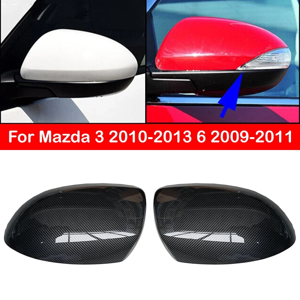 

For Mazda 3 2010-2013 6 2009-2011 Car Replacement Rearview Side Mirror Cover Wing Cap Car Exterior Door Case Trim Carbon Fiber