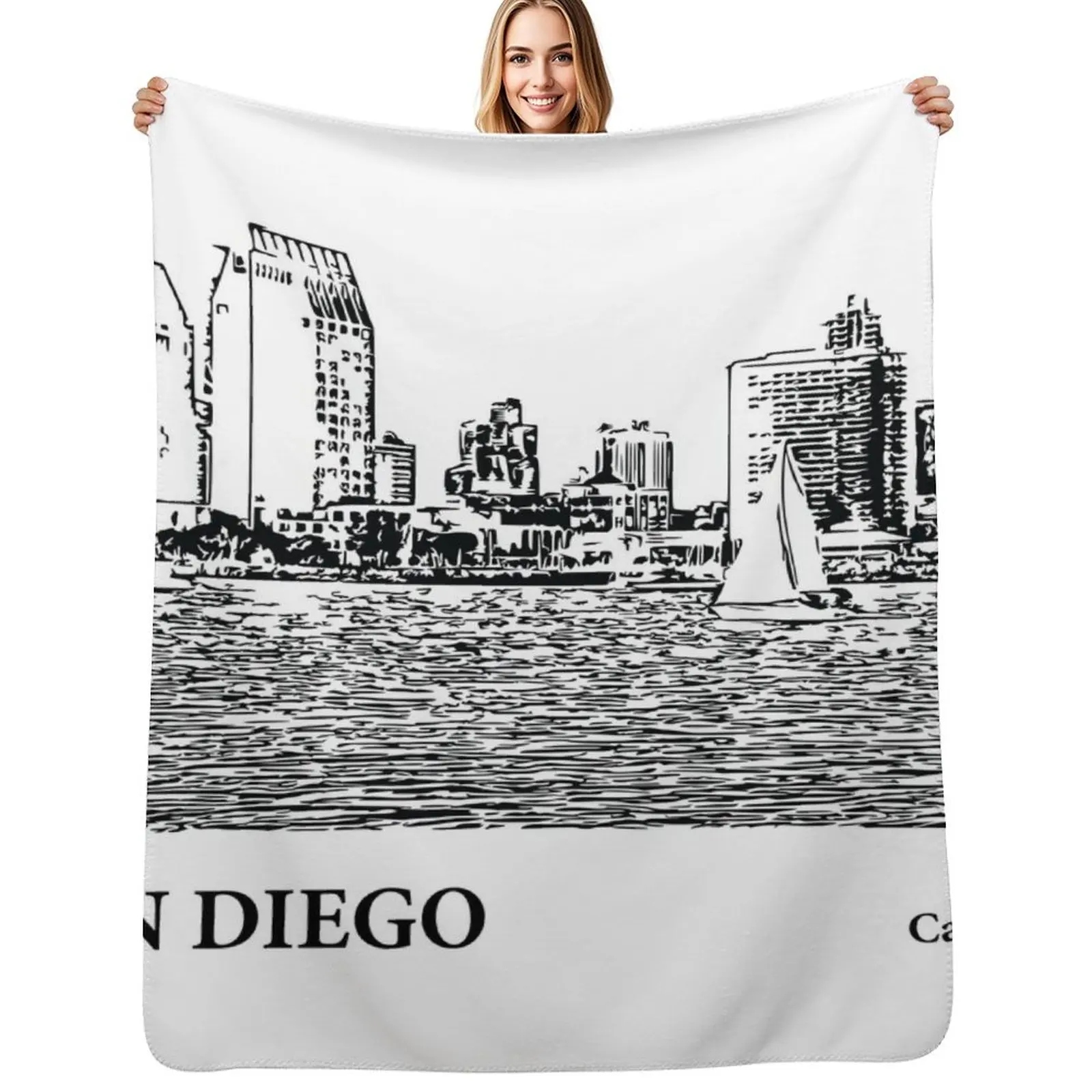 San Diego California Throw Blanket Durable Warm Blanket for Daily Home Use