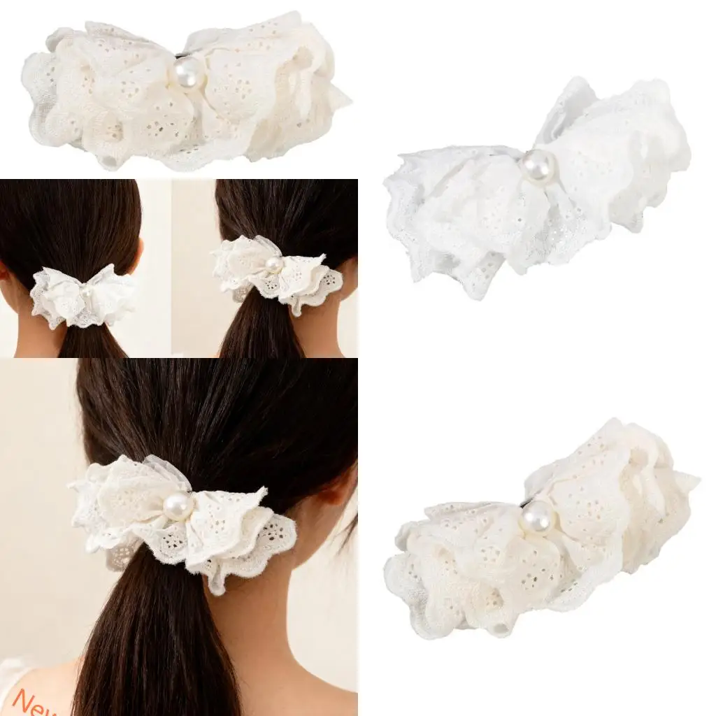 

Multipurpose Lace Flower Pearls Clip for Hair Styling Outfit Enhancement LXAD