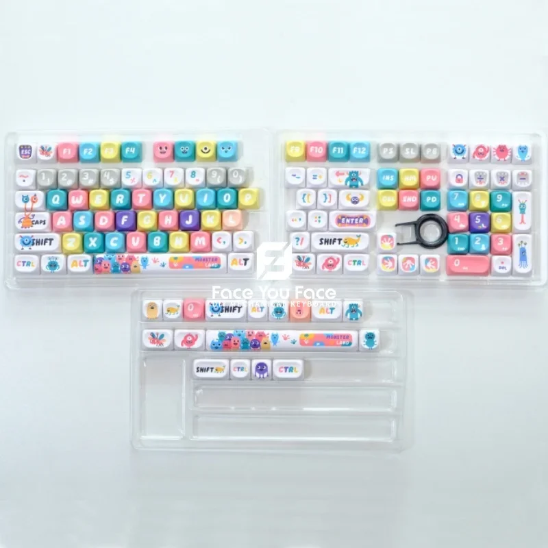 Imagem -06 - Teclas Conjunto Tampa Chave Monstro Pbt Moa Perfil Duplo Tiro Teclado Mecânico de Sublimação Térmica para Personalização 129