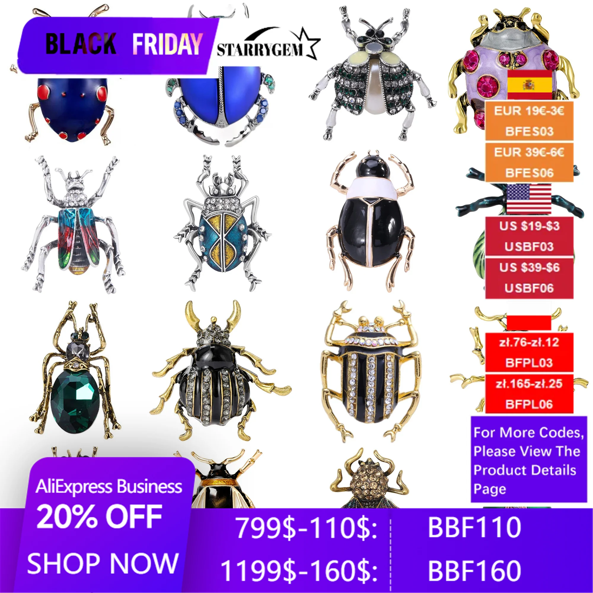 Enamel Bee Brooches for Women Rhinestone Beetle Pins Office Party Collection Gift Friends Jewelry Insect Accessories