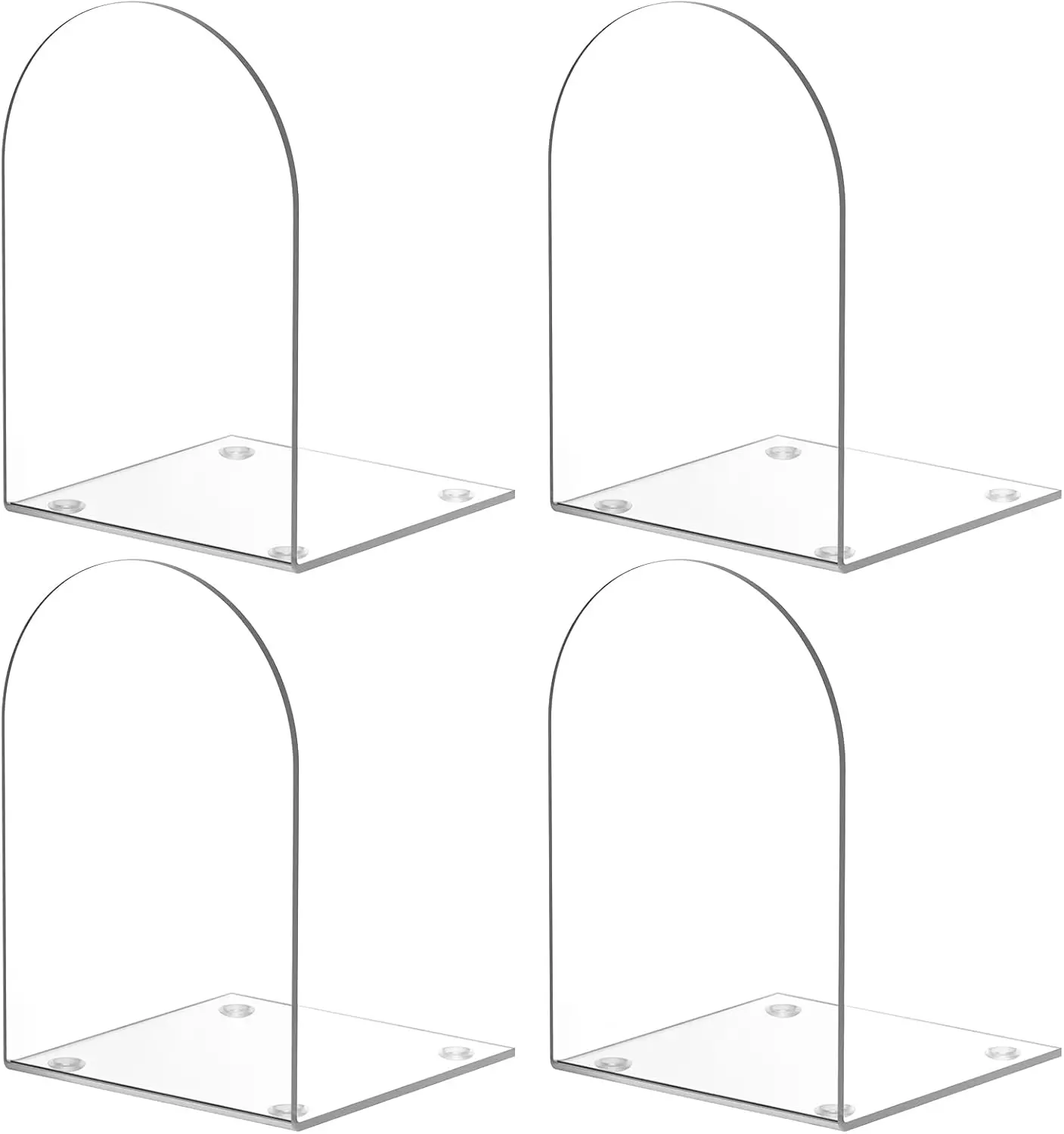

4 Pcs Clear Acrylic Bookends for Shelves, Book Stopper for Home Office Desk Organizer