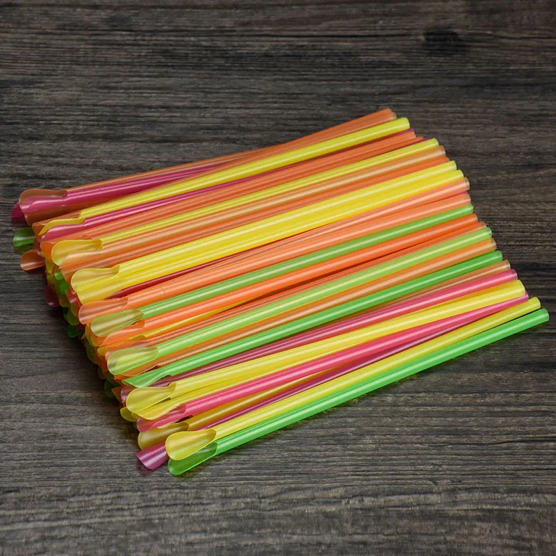 100/500/1000Pc plastic Straws Drinking Straw Spoon Bar Pub Slush Straw For Birthday Celebration Party Supplies New Fast Delivery