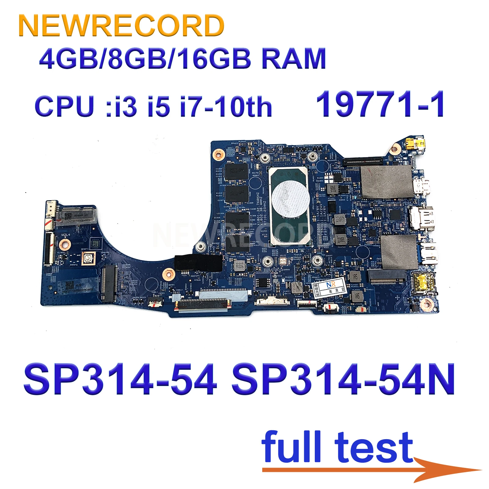 For Acer Spin SP314-54 SP314-54N Laptop Motherboard With 19771-1 Core i3 i5 i7-10th CPU 4GB/8GB/16GB RAM Mainboard NBHQ711008