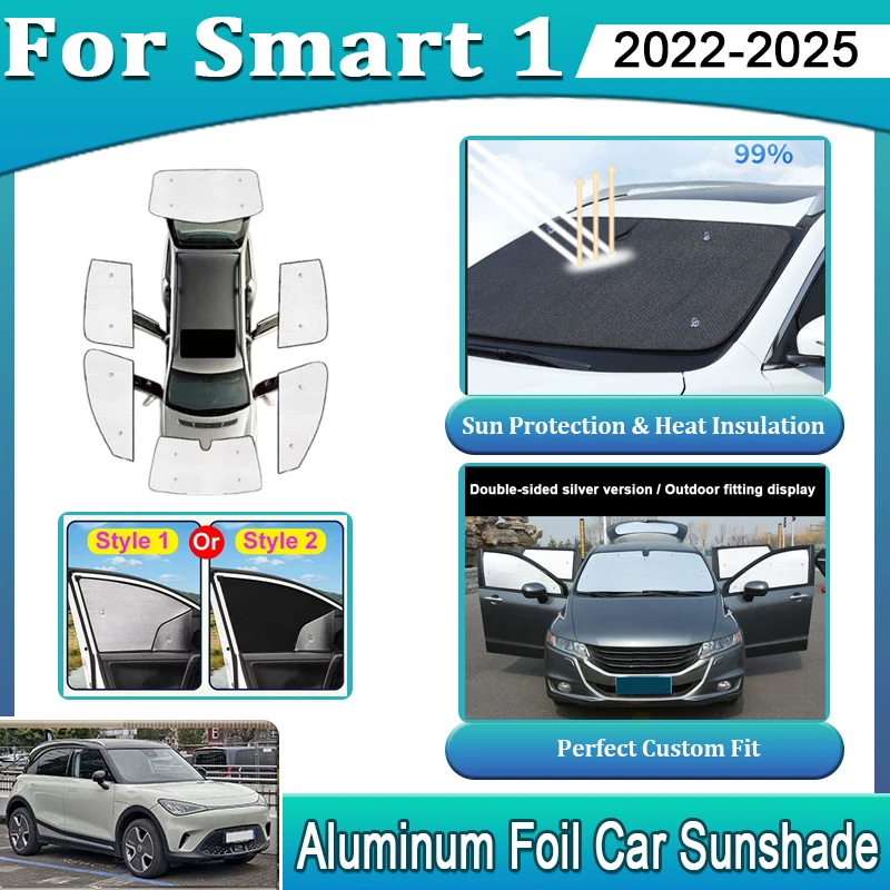 Car Window Sunshade For Smart 3 Accessories 2023 2024 2025 Car Sun Visor Windshield Sunshade Windshield Black Slivr Screen Visor