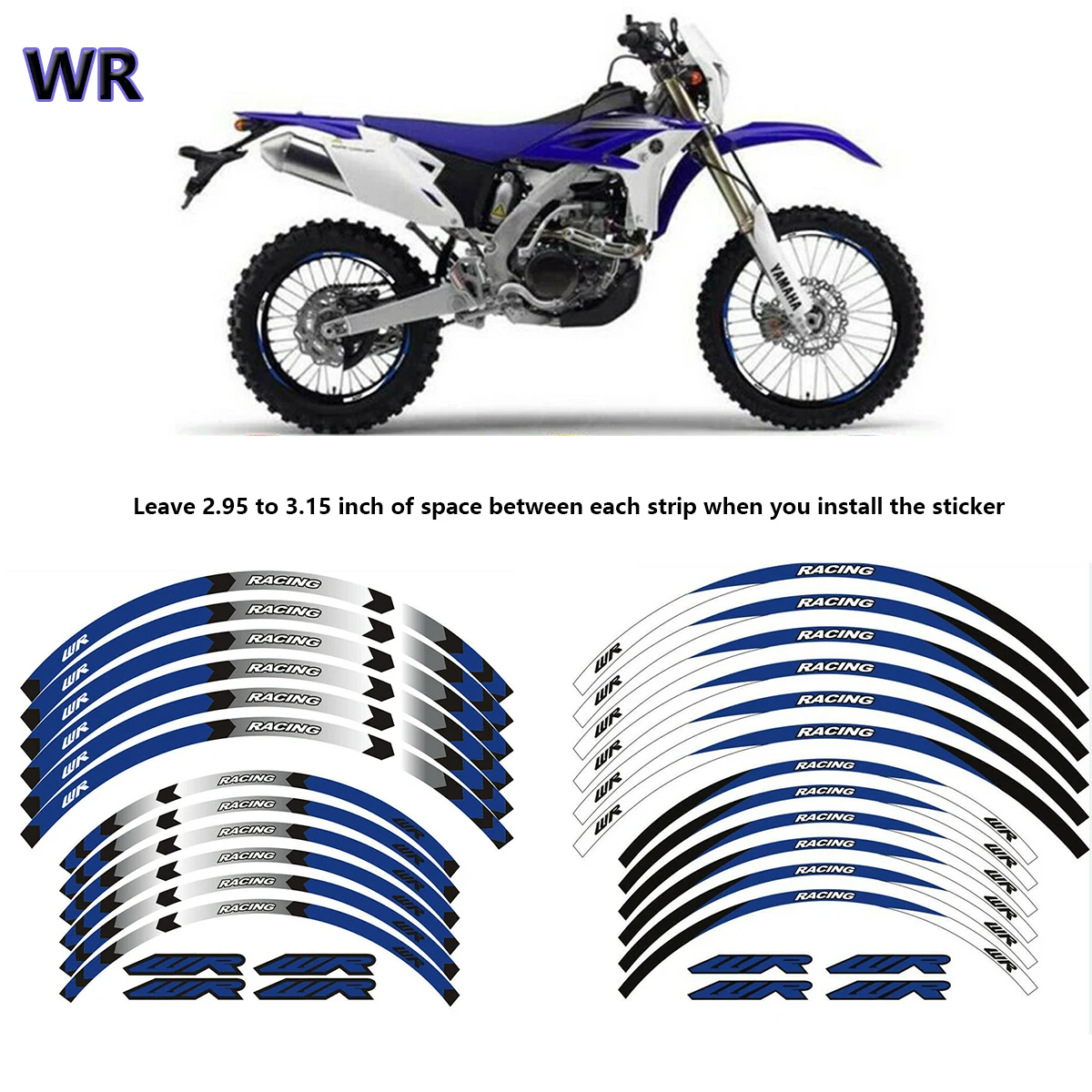 

12PS Motorcycle "21 "18 RIM WHEEL STRIPES STICKERS FOR YAMAHA WR 250R 250F 450F 2001-2020