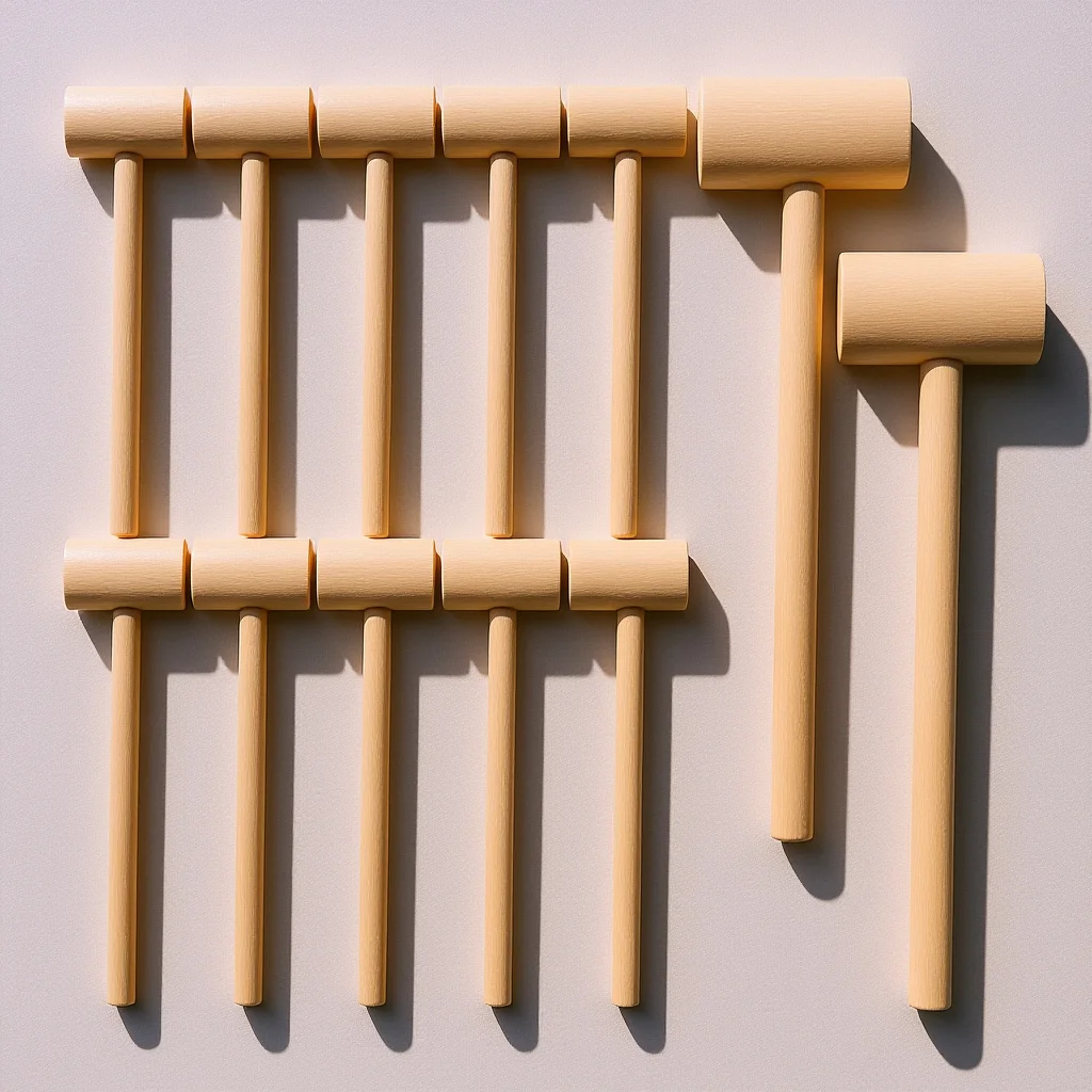 12Pcs Wood Mallet for Kids Mini Solid Wood Hammer Set Durable Safe Baby Hand Training Fun Mallet Tool Long-Lasting Development