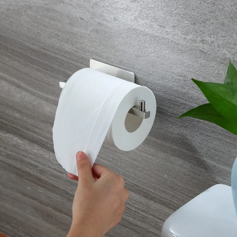 AA86 ペーパーホルダー、穴あけ不要、自己粘着トイレットペーパーホルダー、金属製トイレットペーパーホルダータオルフックキッチン B 使いやすい