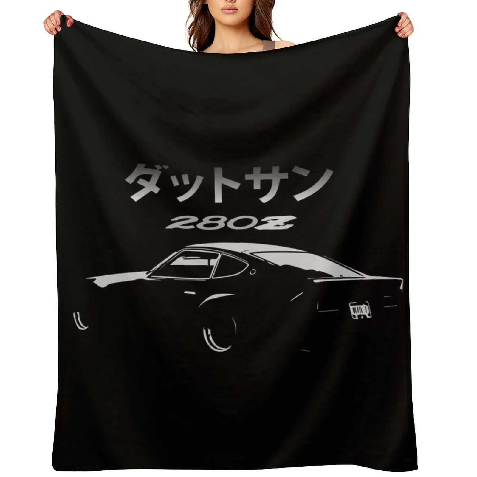 

Vintage Datsun 280z Stencil Throw Blanket For Decorative Sofa Custom Vintage Bed Fashionable Blankets