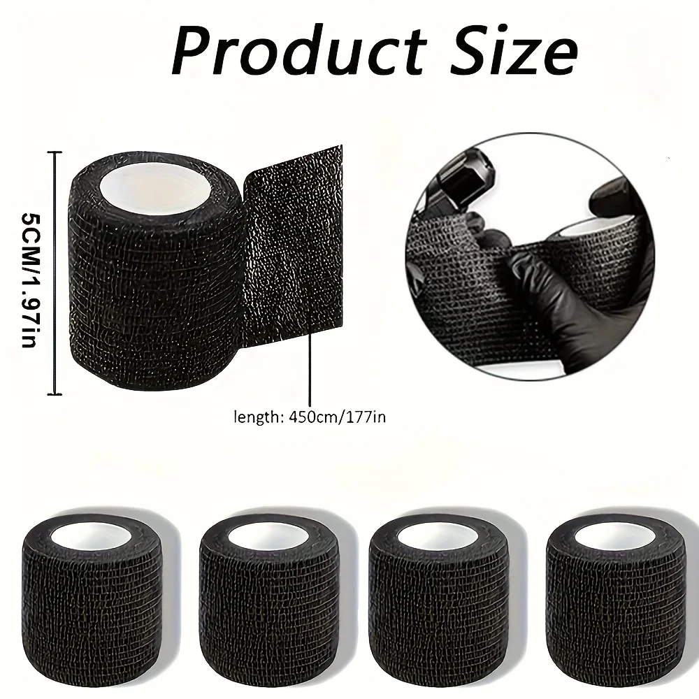 Black Tattoo Grip Bandage Cover Wraps Tapes Nonwoven Waterproof Self Adhesive Finger Protection Tattoo Bandages Accessories