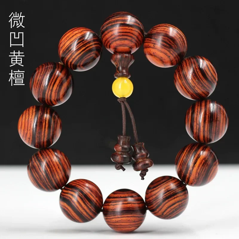 Emblem concave sandalwood Buddha bead 20mm*12 bracelet men and women's literary hand string wooden crafts