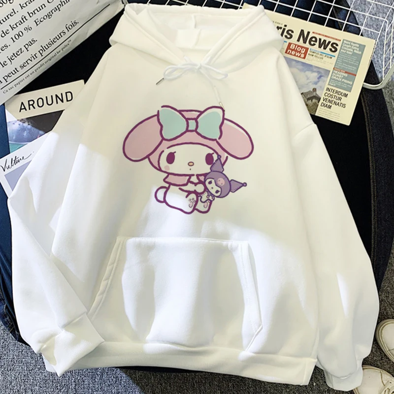 Sudadera con capucha de dibujos animados de Melody para hombre y mujer, jersey de gran tamaño con estampado de Anime, ropa de primavera y otoño, novedad de 2024