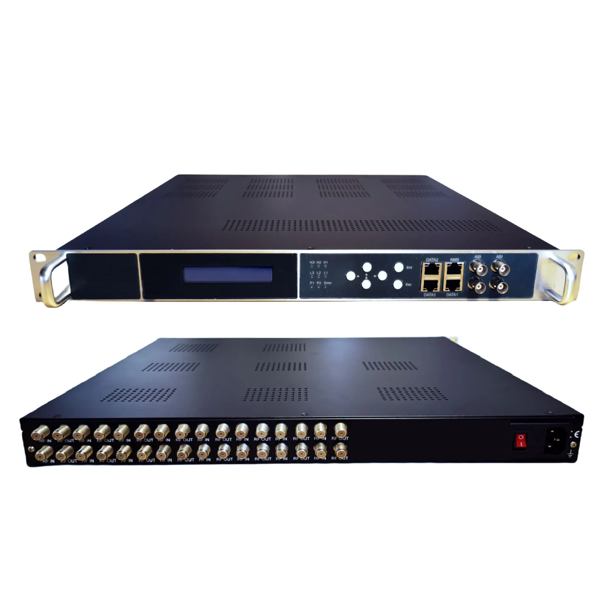 8, 12, 16, 24채널 RF 튜너를 IP ASI 스트리밍 게이트웨이로 변환하는 DVB-S2 S2X DVB-T2 DVB-C ISDBT ATSC IRD 수신기 HLS SRT HTTP UDP 출력