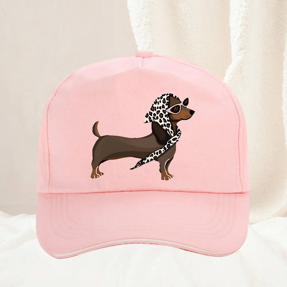 Cute Dachshund leopard print Print Baseball Cap Men Women Vintage Washed Cotton Adjustable Dad Hat Pet Lover Sun Hat 2