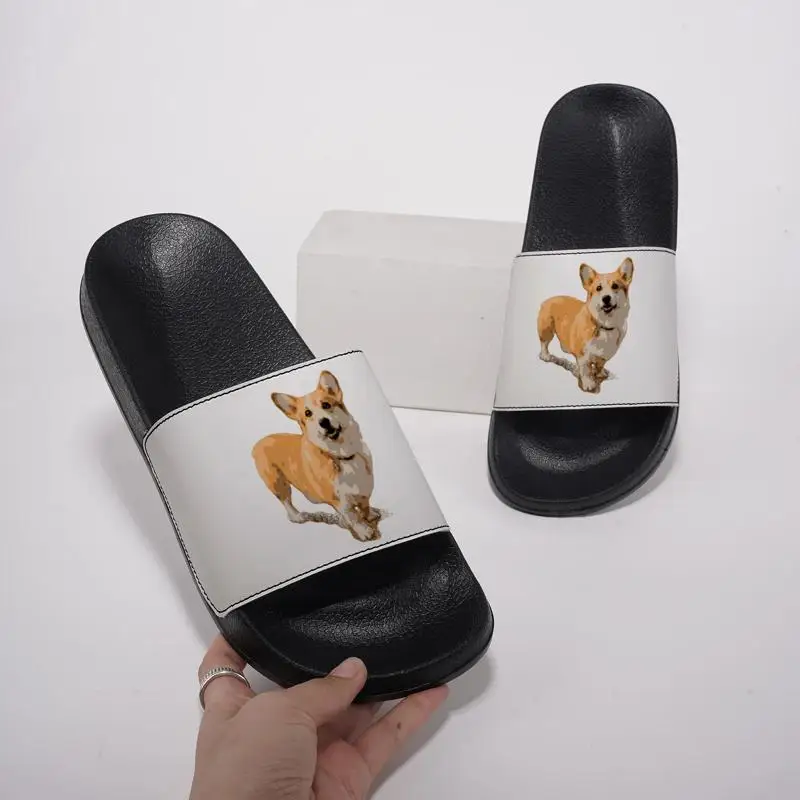 Ladies Men's home slippers，Kraft Dog Illustration Design Comfortable soft sole，Suitable for indoor wear，Fashion Design，Lightweig