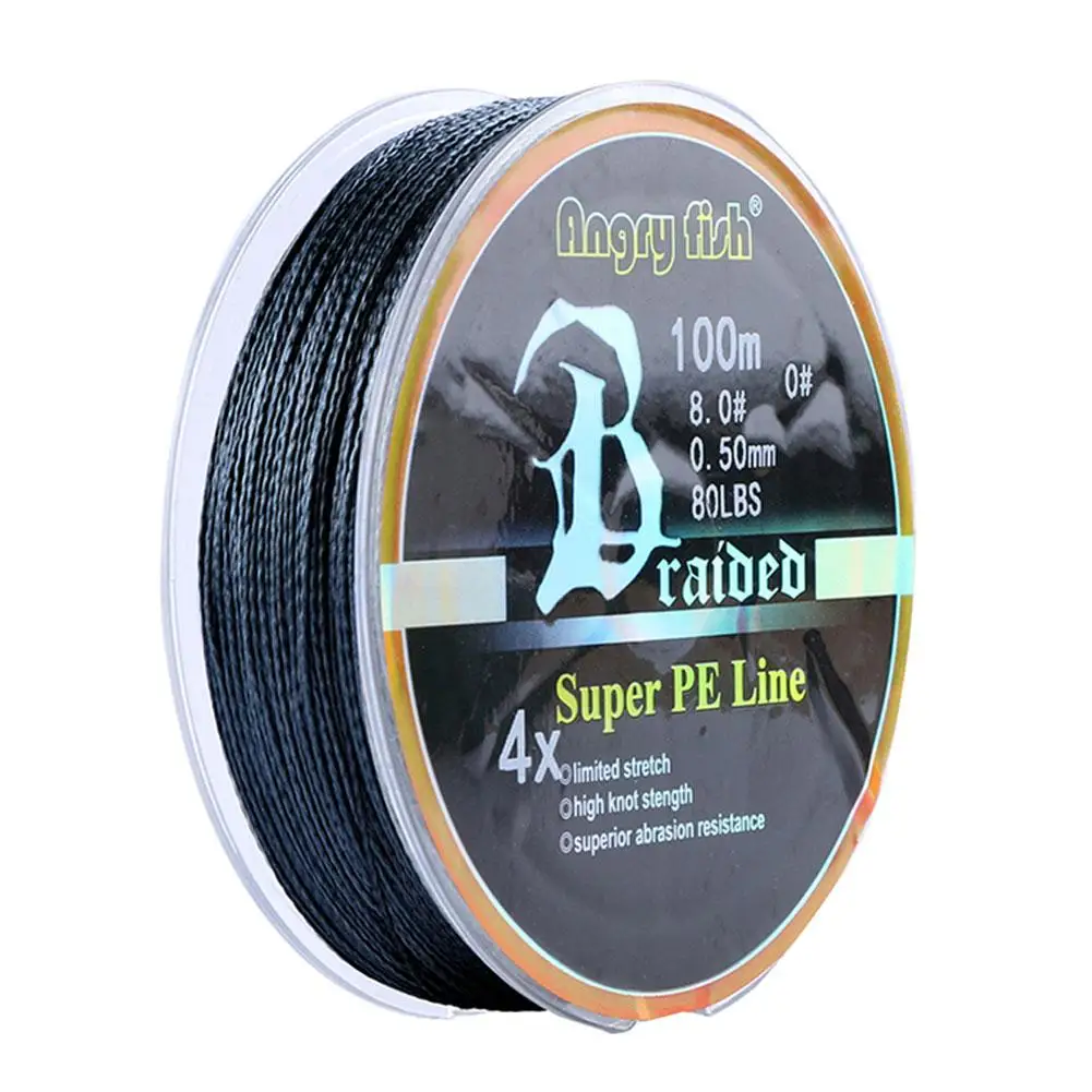 

YFASHION BLACK 100m 4 Strands Pe Fishing Line 10lb-80lb Anti-bite Super Strong Wear-resistant Lure Braided Wire