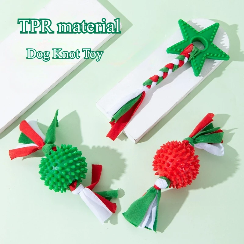 

Dog Toy Snowflake Christmas Tree Knot Bite Resistant Teddy Bear Interactive Toy Ball Small Dog TPR Stress Reliever